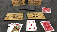 Compact Folding Travel Cribbage Board with Metal Pegs – Portable Oak Game for Camping & On-the-Go Fun