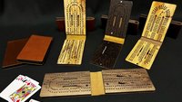 Compact Leather Folding Travel Cribbage Board with Metal Pegs – Portable Walnut Game for Camping & On-the-Go Fun