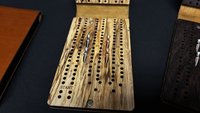 Compact Leather Folding Travel Cribbage Board with Metal Pegs – Portable Walnut Game for Camping & On-the-Go Fun