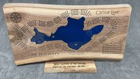 Small Custom Lake Live Edge Cribbage Board (Personalized)