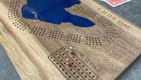Small Custom Lake Live Edge Cribbage Board (Personalized)