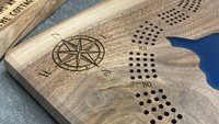 Small Custom Lake Live Edge Cribbage Board (Personalized)