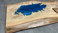Large Custom Lake Live Edge Cribbage Board (Personalized)