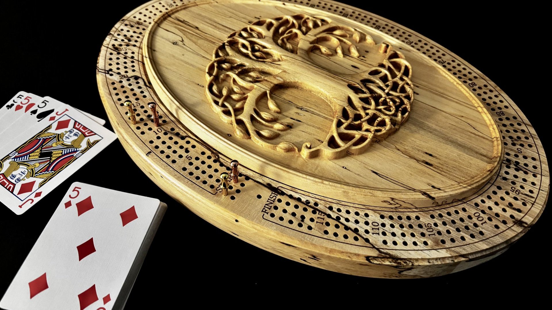 Personalized Tree of Life Cribbage Board (Spalted Maple)