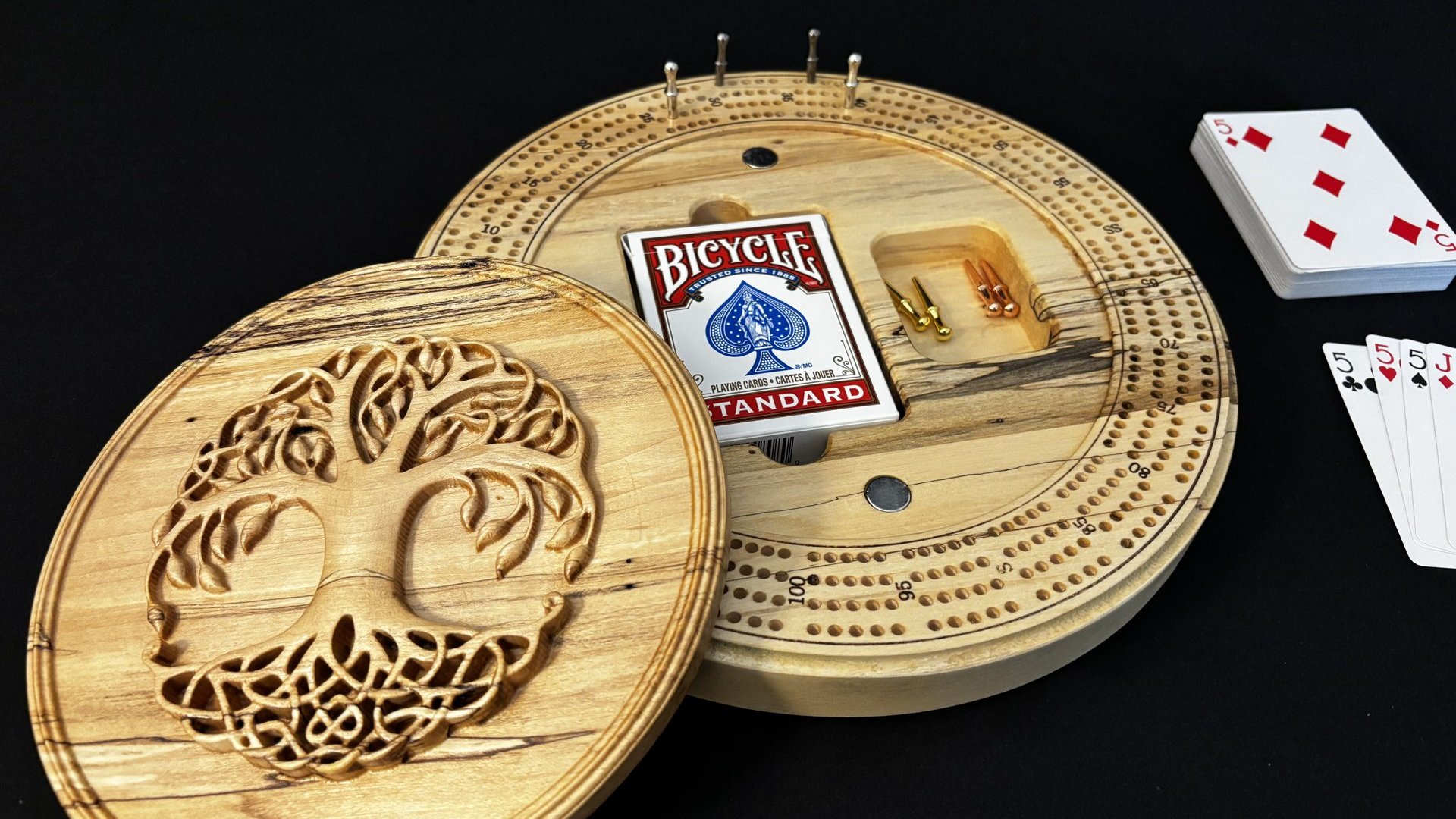 Personalized Heirloom Cribbage Board Game (Spalted Maple)