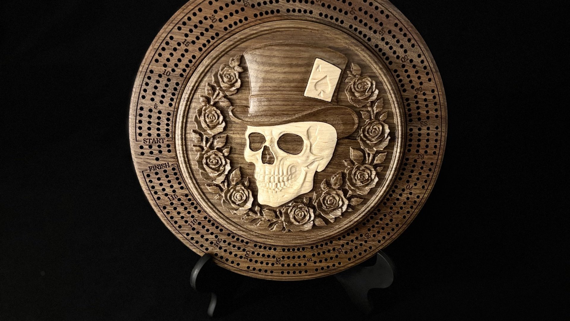 Skull & Roses Cribbage Board