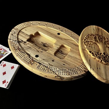 Personalized Tree of Life Cribbage Board (Spalted Maple)