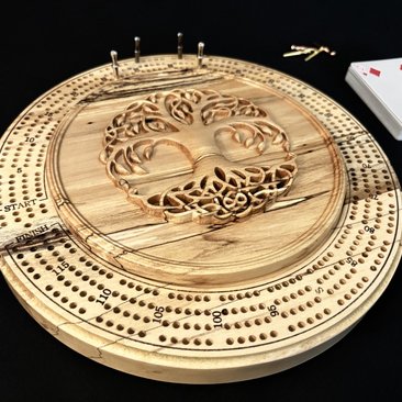 Personalized Heirloom Cribbage Board Game (Spalted Maple)
